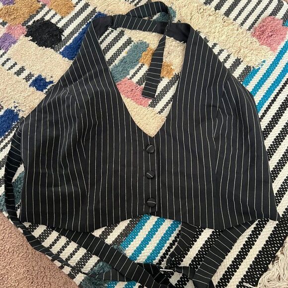 Pepper Mayo Hollywood Boulevard Vest Crop - Pinstripe M - Picture 6 of 13